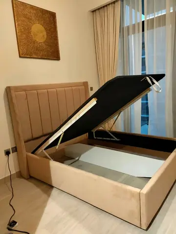 Primium Quality king size fully customisable bed with soft Valvet Fabric. Hydraulic storage bed