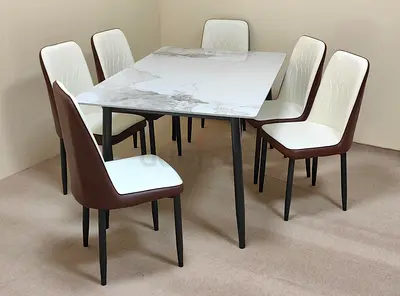 Marble Stylish Dining Table Set with 6 Chairs