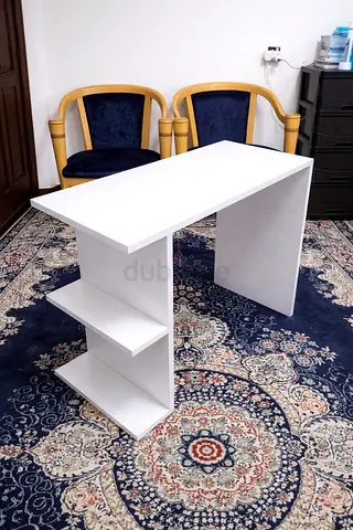 Compact White Study/Computer Table with Built-in Shelves by danube
