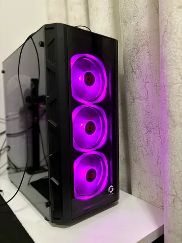 My custom RGB gaming PC — tempered glass case with triple front fans