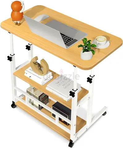 Home Office Desk, Height Adjustable Laptop Table, Portable Computer Desk with Rolling wheels