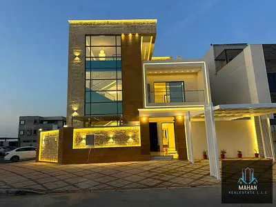 Freehold for all For sale, a 6-room corner villa with a super deluxe swimming pool, ground floor and 2 for sale in 📍Al Yasmeen, Ajman, opposite Rahma
