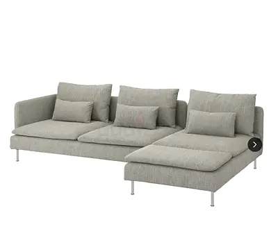 4-seat sofa, with chaise longue and open end beige/brown