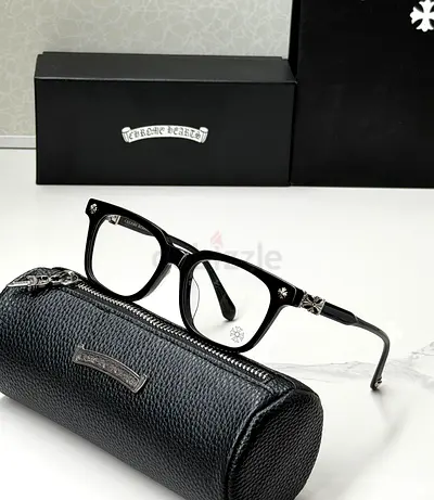 Chrome Hearts black optical frames with leather case — excellent condition