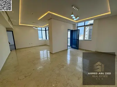 Two bedrooms and a living room for annual rent in Al Nuaimiya 3 with a distinctive sea view, super deluxe finishing, spacious areas with a balcony, fr
