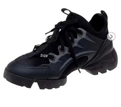 Authentic Dior Black Neoprene And Leather D-Connect Low Top Sneakers Size 37