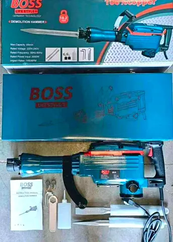 (Boss) 18KG Demolition Hammer With Case  Chisels