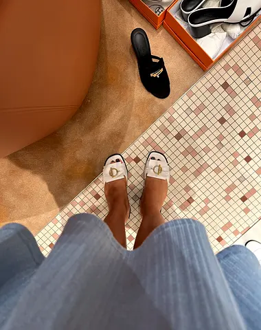 Hermes original Stylish White Heeled Sandals