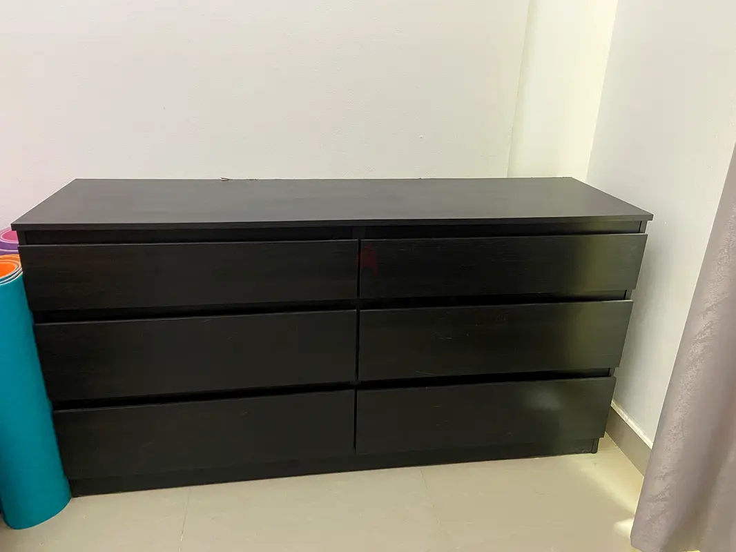 Ikea malm chest of 6 drawers black-brown
