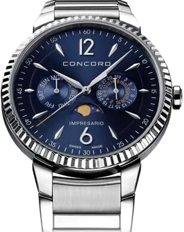 My mens stainless steel watch with blue sunburst dial — good condition