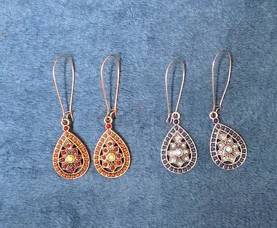 Ornate Mandala Teardrop Hook Earrings