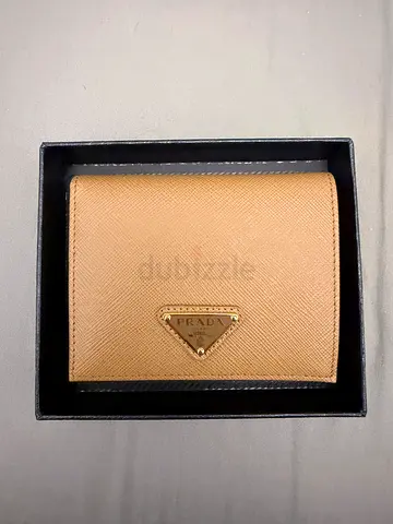Prada Saffiano Compact Wallet - Beige (In Box)