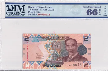 Sierra Leone Banknote 2 Leones 2022 DIM 50 AED