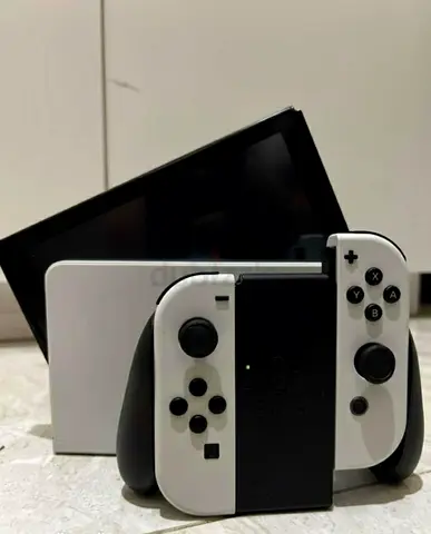 Nintendo Switch OLED (White) - Dock, White Joy-Con  Grip