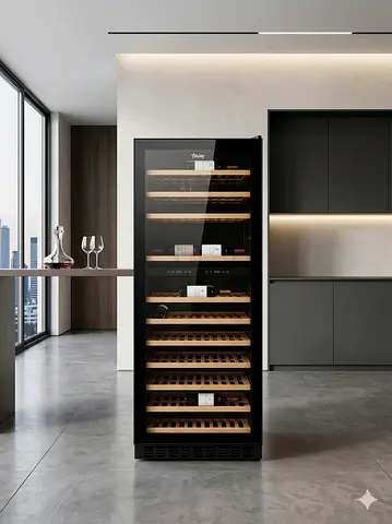 Terim 128 Bottle Beverage Cooler, Single Door, Dual Temperature Zone, 325L,model  Terbc128Dz by htc