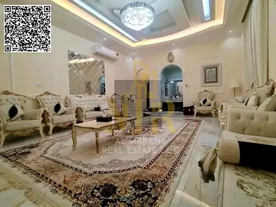 Stunning villa for sale, 5000 sq ft, including water, electricity, and air conditioning - Ajman, main street, freehold, open to all nationalities