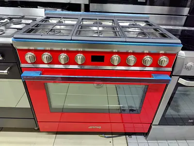 Smeg latest model 6 burners dual fuel top gas oven electric range cooker 90cm