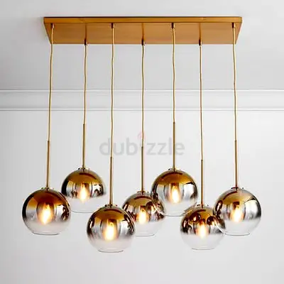 West Elm Sculptural Glass 7-Light Chandelier – Gold Ombre