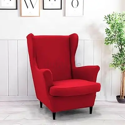 Comfortable Red Wingback Accent Chair - Good Condition