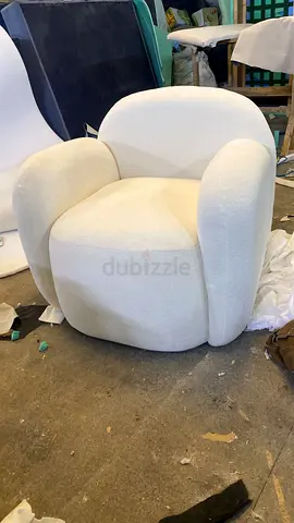 My white bouclé rounded accent chair - cozy and sturdy
