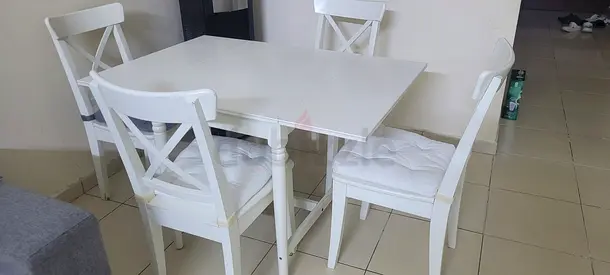 Pan Home White Dining Table with 4 Chairs