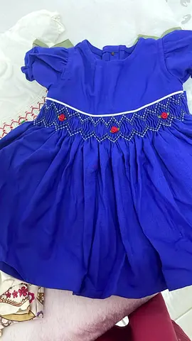 Girls Royal Blue Smocked Dress - Good Condition