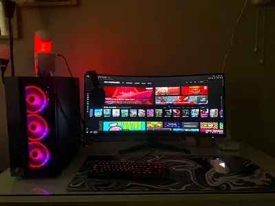 Custom RGB Gaming PC with Ultrawide Curved Monitor and Peripherals