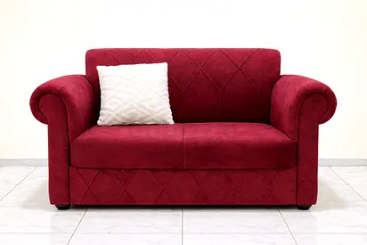Velvet Compact 2-Seater Sofa (150cm) - Red Burgundy Fabric