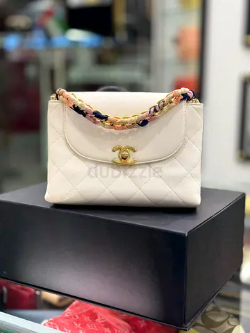 Chanel White Quilted Caviar Matelasse 2WAY Chain Shoulder Bag (Authentic/PreOwned)