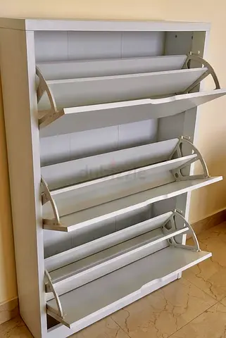 Modern 3-Drawer Shoe Cabinet - Slim  Space-Saving - White