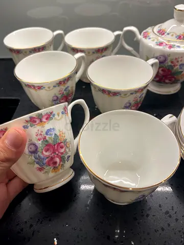 vintage-style floral porcelain tea set
