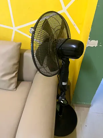 Black Pedestal Fan - Adjustable Height, Good Working Condition