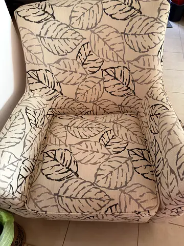 Beige Leaf-Print Accent Armchair - Good Condition
