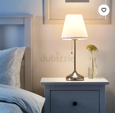 IKEA table lamp - nickel-plated base with white shade - Includes light bulb. TWO PIECES available