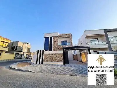 فيلا كورنر للبيع في عجمان مساحة 3014 قدم 3 غرف ماستر مع مجلس وصالة وغرفة خادمة وحوش واسع موقع مميز وتشطيب جاهز للسكن