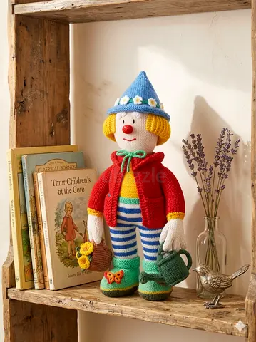 Arthur the Knitted Gardener Clown Toy