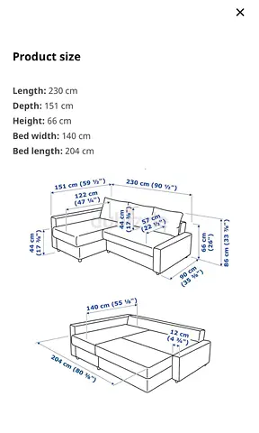 My L-shaped sofa bed - converts to 140 x 204 cm double bed