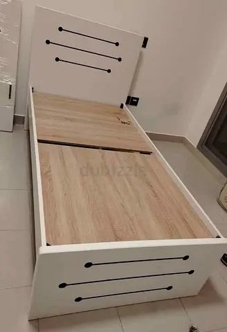 Single bed frame (white with oak panels) - used, good condition