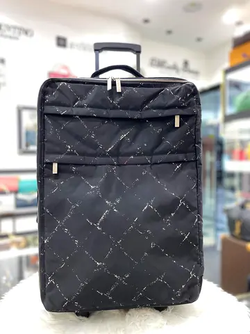 Chanel Black Nylon Old Travel Line Rolling Suitcase (Authentic/PreOwned)