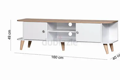 160cm White TV Console, Oak Top | Excellent Condition. (Matching table for FREE upon request)