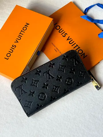 Louis Vuitton Black Monogram-Embossed Zip-Around Long Wallet