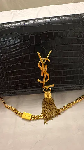 YSL Yves Saint Laurent Kate Tassel Bag – Black Croco medium purse