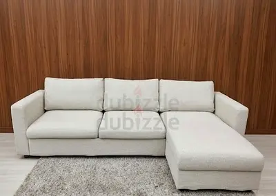 Beige vimle L-shaped sectional sofa bed with chaise  good condition)
