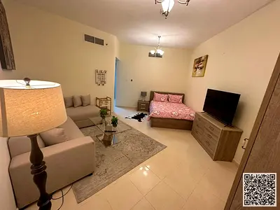 بإطلالة بحريه مميزة استوديو مع مطبخ شبه منفصل مفروش بالكامل فرش جديد راقي جدا بموقع مميز جدا شامل جميع الخدمات مع جيم، مسبح، باركينج خاص