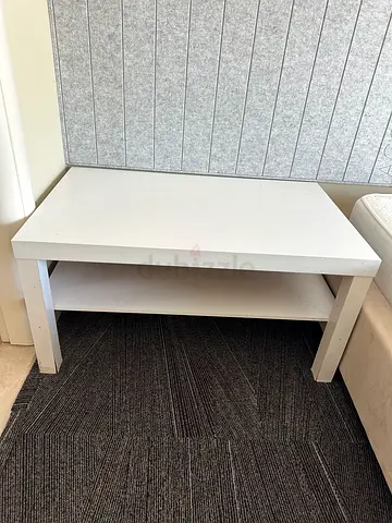 White coffee table with open shelf