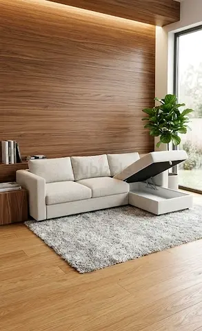 VIMLE Beige L-shaped sofa bed with storage chaise — Good condition