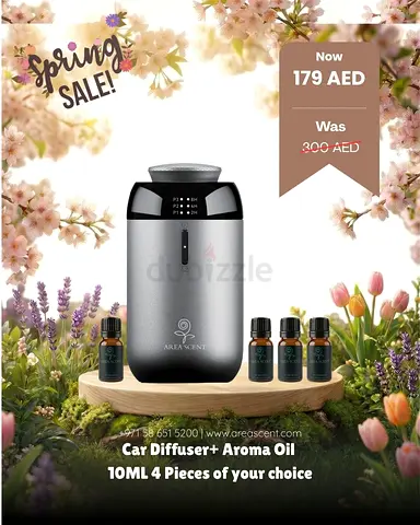 Car Aroma Diffuser with 4 x 10ml Oils — Lightly Used