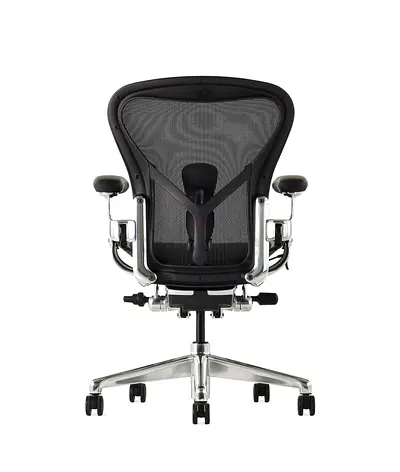 .Model Remastered V2 Version Herman Miller Aeron Chair Graphite Polished Aluminum Frame Size C