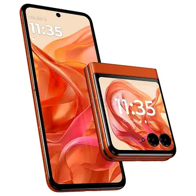 Motorola Razr foldable phone (orange) - good condition - zero scratches