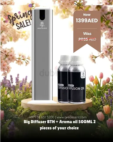 My Area Scent Big Diffuser BTH + 2x 500ml Aroma Oils (Silver)